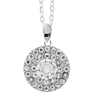 "Collar circular Matashi enchapado en oro blanco de 18 quilates de 16" con cristales transparentes ¡listo para regalo! - Imagen 1 de 6