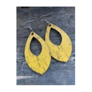 Mustard Cork Leather Tear Drop Earrings - Bild 1 von 1