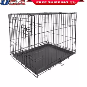 Folding Dog Crate W/ Divider Indoor Metal Kennel Easy Transport Durable Pet Cage - Picture 1 of 10