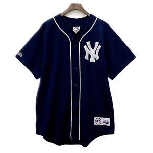 Derek Jeter #2 New York Yankees Majestic Vintage Baseball Jersey Size L Blue 90s