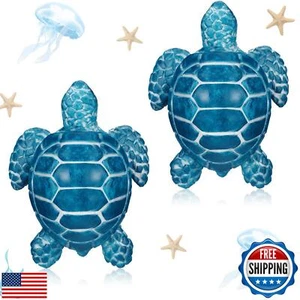 Wonderjune 2 Pack Toilet Bolt Caps Decorative Blue Sea Turtles Toilet Bolt Sc - Picture 1 of 5