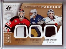 2007-08 SPGU Authentic Fabrics Triples Patches Brodeur / Luongo / Kiprusoff /10