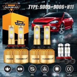 AUXBEAM 9005+9006+H11 H8 S3 LED Headlight Fog Bulbs Combo Kit Super White Bright - Picture 1 of 12