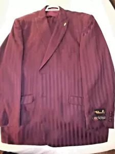 Falcone Burgund, dreiteiliger formeller abgestreifter Anzug und Lacoste Krawatte Combo - Bild 1 von 7