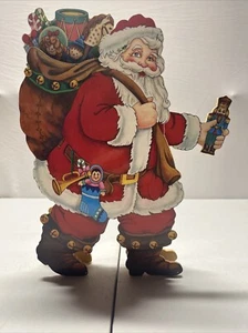 Vintage animierte Holz Spieluhr Weihnachtsmann von San Francisco Music Box Co. 9" x 12" - Bild 1 von 4