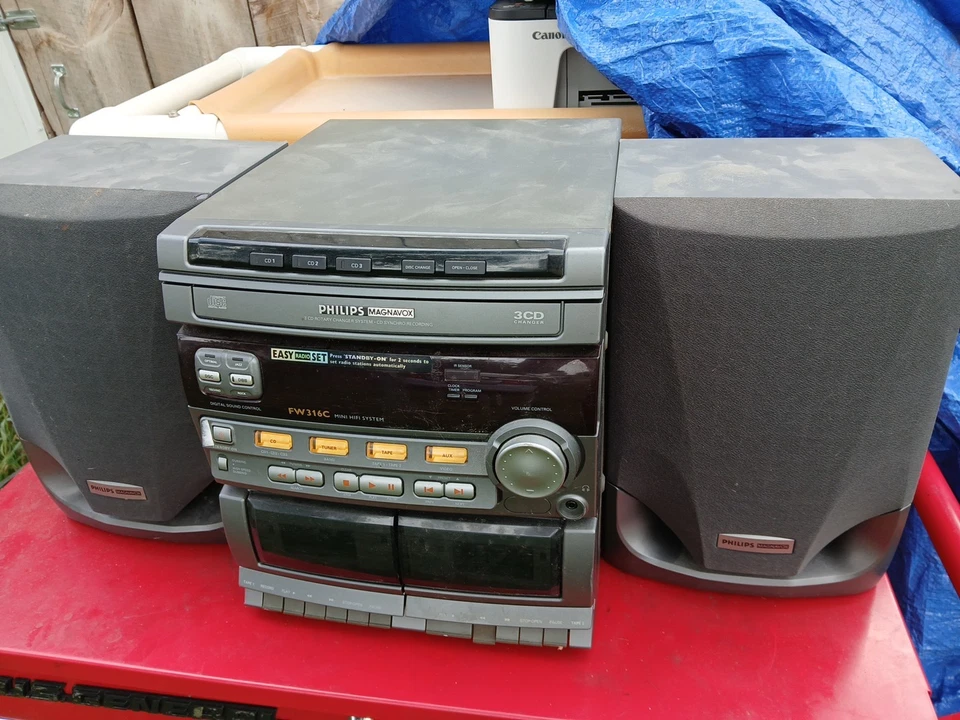 Phillips Magnavox 3cd  Rotary Changer Boombox System W/ 2 Cassete Deck - Image 1 of 4