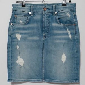 Falda vaquera lápiz 7 For All Mankind para mujer talla 27 envejecida - Imagen 1 de 13