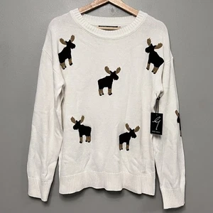 Neu mit Etikett Gabby Isabella Damenpullover bestickt elfenbeinfarben Elch Größe Medium - Bild 1 von 11