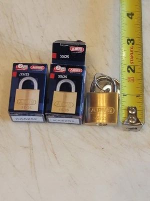 ABUS 55/25 Keyed Alike Security Padlock 55/25mm Brass with 2 Keys, 2pk. - Image 1 of 3