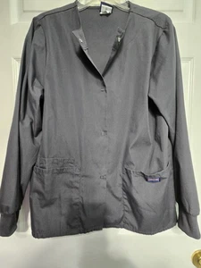 Cherokee scrub jacket Size XS-Grey/Pewter Snap Front-Chest 21.5"/L 26.5" - Picture 1 of 4