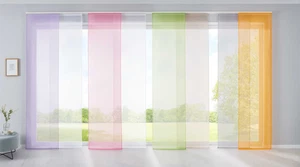 2er Set Flächenvorhänge 2 x Schiebegardinen Voile und 2 x Paneelwägen u. Zubehör - Bild 1 von 109