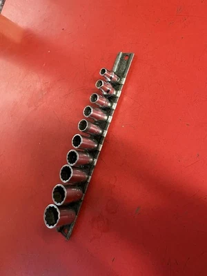 Snap On 10 pc 1/4" Drive 12-Point SAE Shallow Socket Set (3/16–9/16) - Image 1 of 4