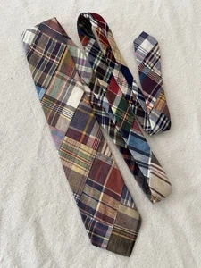 VTG 80s 90s ROBERT TALBOTT Patchwork Cotton Madras Neck Tie Plaid 58/2.75" - Picture 1 of 7