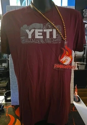 YETI - мужской размер XL - графический футболка - медведь гризли - открытый логотип - бордовый - Изображение 1 из 4