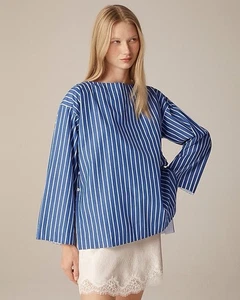 Top JCrew Ciel en popelina de algodón a rayas XXL - Imagen 1 de 10