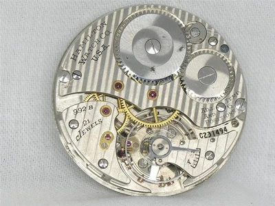 RELOJ BOLSILLO VINTAGE 16S HAMILTON 992B 21 JOYAS FERROCARRIL AGUJAS DE MOVIMIENTO, ¡FUNCIONANDO! Foto 1 de 4