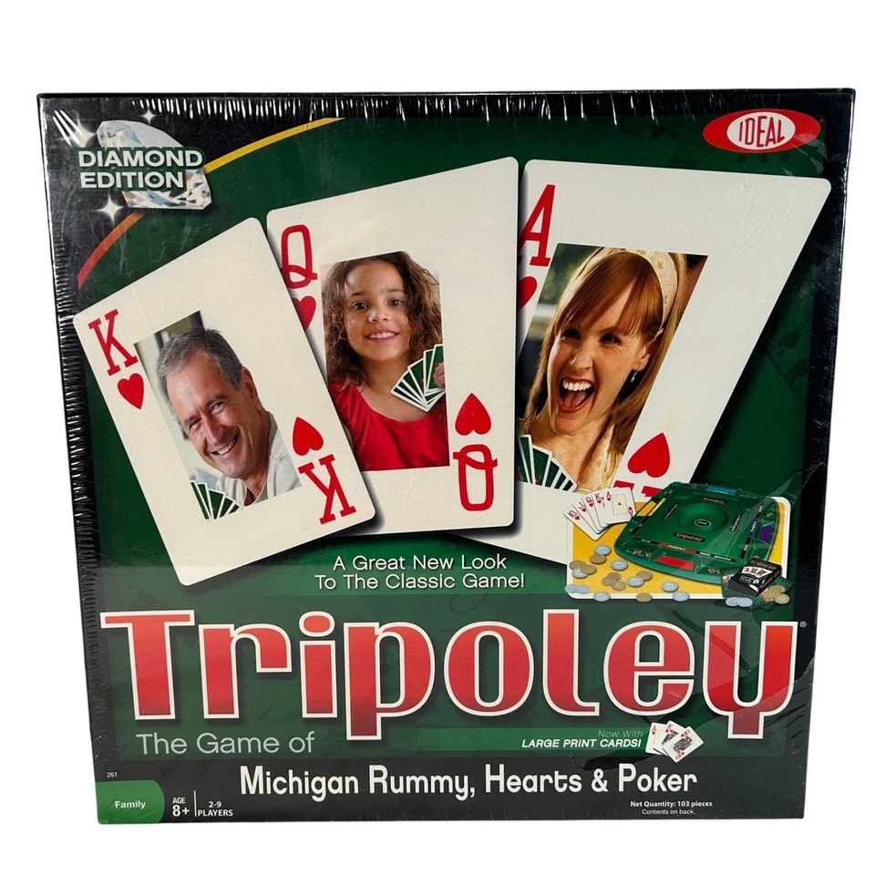Tripoley 密歇根游戏 Rummy Hearts 扑克钻石版家庭游戏新品 — 第 1/4 张图片