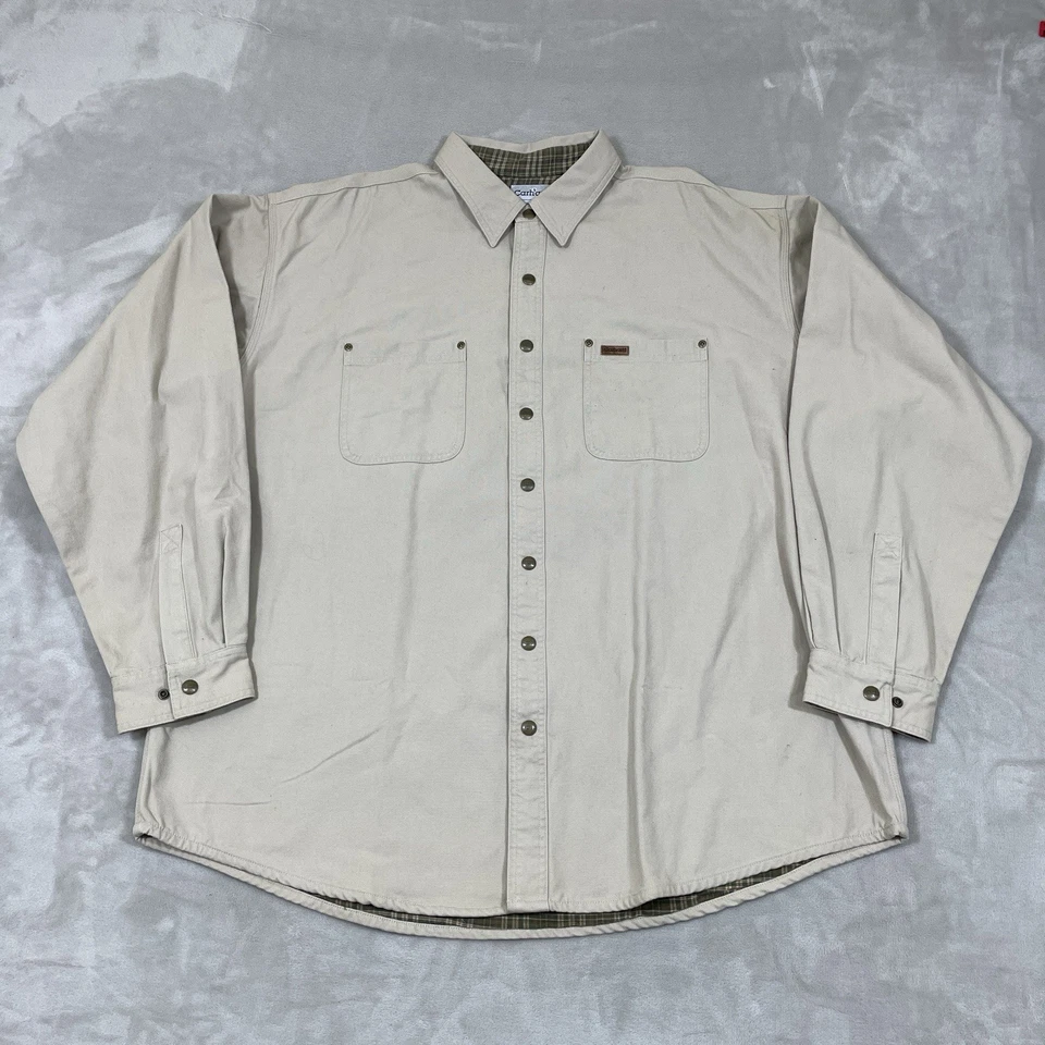 Chaqueta Carhartt Para Hombres 2XLT Botón a Presión Franela Forrada S96STN DE COLECCIÓN Alta *pequeña mancha Foto 1 de 4