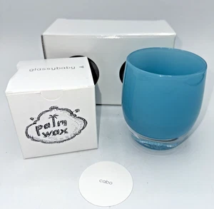Glassybaby Turquoise Blue “Cabo” Pre-Trisk Candle Holder W/ Palm Wax & Box  New - Picture 1 of 14