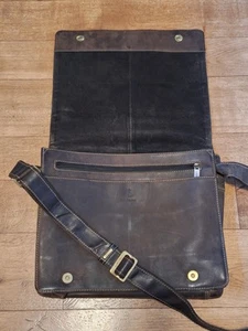 VISCONTI Dark Brown Vintage Unisex Leather Messenger Laptop Satchel Bag - Picture 1 of 16