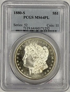 1880 S Morgan Silver Dollar $1 PCGS MS64 PL ⏺️PROOF LIKE & BLAST WHITE⏺️ - Picture 1 of 2