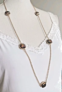 Vintage Liz Claiborne 5 pepite druse su catena 36" tono oro "senza appannamento" - Foto 1 di 5