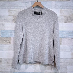 Suéter gris para mujer XL Parisian Signature 100 % cachemir con cuello en V - Imagen 1 de 5