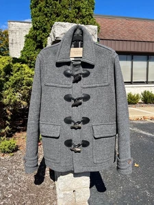 Mens Burberry Brit Burwood Wool Duffle Coat Gray Sz M Designer Winter Peacoat - Picture 1 of 6