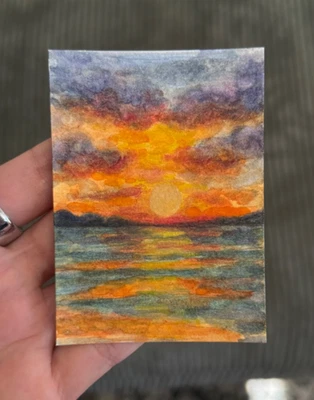 Arte pictórico original ACEO “Ondas de mandarina” Foto 1 de 4