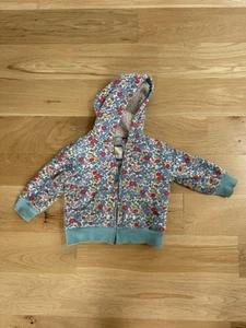 Mini Boden Floral Sherpa Shaggy-Lined Full Zip Hoodie Jacket Coat size 2-3 - Picture 1 of 4