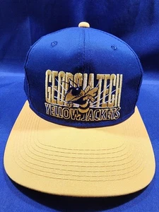 Vintage Georgia Tech Yellow Jackets Hat Blue/Yellow Adjustable Snapback Cap - Picture 1 of 12