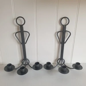 Par/2x Aplique de Pared Portavelas de Pared de Metal Triple/Tres Brazos Vintage - Imagen 1 de 12