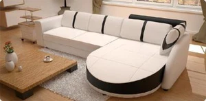 LEDERSOFA ECKSOFA MIT BETTFUNKTION DESIGNERSOFA SCHLAFSOFA LEDERECKCOUCH NEU - Bild 1 von 10