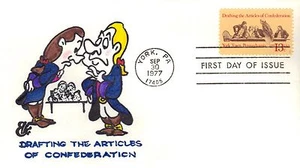 USA HAND PAINTED RICHARD ELLIS ANIMATED FIRST DAY COVER 1977 ARTICLES CONFED - Picture 1 of 1