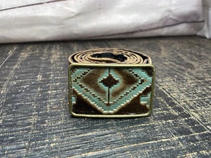 Navajo Leather Belt And Buckle Total Length Including Buckle 46” - Picture 1 of 16