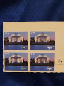 US Briefmarke #3647 2002 3,85 $ Jefferson Memorial postfrisch NH Platte 4er Block - Bild 1 von 4