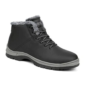 Mens Winter Snow Boots Water Resistant Warm Fur Lined Anti Slip Work 7 Black - Picture 1 of 7
