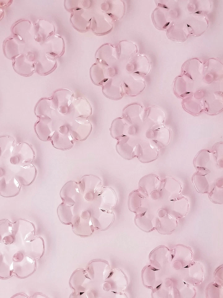 SIZE 20L - 1/2", FLOWER BUTTON, PINK, 1 DOZEN, SHINY FINISH, FREE SHIPPING USA - Image 1 of 1