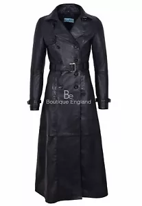 Ladies Full Length Classic Trench Coat Black | Waist Belt Classic Leather 1123 - Picture 1 of 12