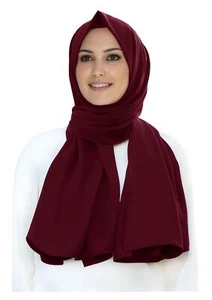 Opaque Medina Silk Hijab Women's Head Scarf Shawl Wrap Burgundy - Picture 1 of 1