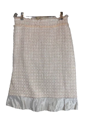 Falda Lápiz Lida Baday Estilo Francés Marfil Dorado Lentejuelas Tweed Talla 6 Foto 1 de 4