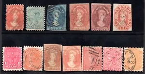AUSTRALIA 1853-1871 VAN DIEMEN'S LAND & TASMANIA COLLECTION OF 13 USED - Picture 1 of 2