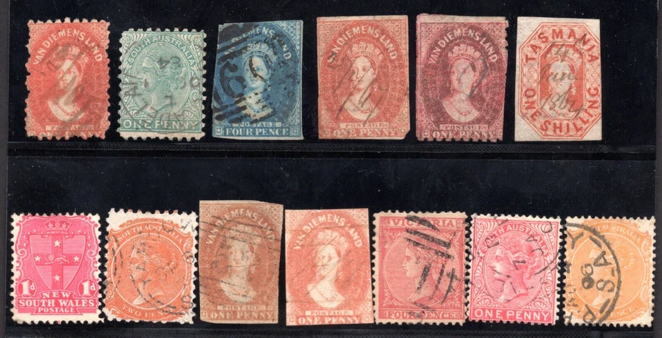 AUSTRALIA 1853-1871 VAN DIEMEN'S LAND & TASMANIA COLECCIÓN DE 13 USADOS Foto 1 de 2