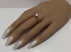 14K Gelbgold runder Zirkonia CZ Verlobungsring Größe 10,75 - Bild 1 von 12