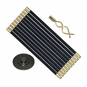 12 Piece 9m Drain Rods Plumbing Rod Set Cleaning Drainage Worm Screw Plunger - Picture 1 of 10