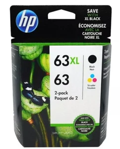 NEW Genuine HP 63XL Black HP 63 Regular Color Ink Cartridges Combo 2-pack - Picture 1 of 2