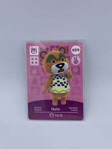 Nate 059  - Series 1 Animal Crossing Amiibo Card Unscanned And Genuine