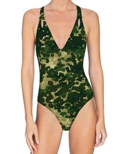 Nuevo con etiquetas Robin Piccone Eden talla 8 camuflaje soporte de inmersión traje de baño de una sola pieza #104130 - Imagen 1 de 1