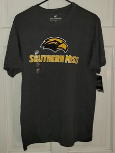 SOUTHERN MISS GOLDEN EAGLES Heather gray Poly Cotton Logo T-shirt. Mens M NWT - Picture 1 of 5