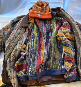 Coogi Beanie + Coogi Jacket ZipUp Large + Sweater RARE Fall autumn color way - Picture 1 of 22